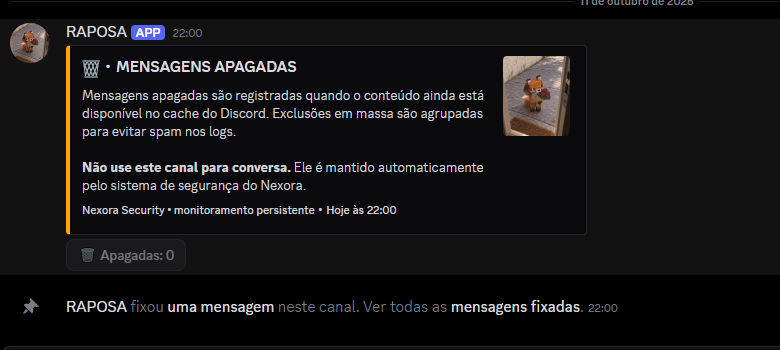 Canal de mensagens apagadas